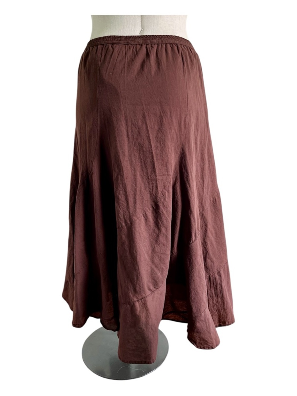 Vintage Metro Wear Brown Floral Embroidered Cotton Midi Skirt - Size Large - Picture 3 of 7